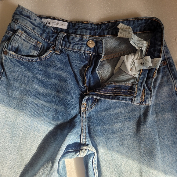 Zara High Waist Wide Leg Jeans Blue Size 4 - Picture 9 of 15